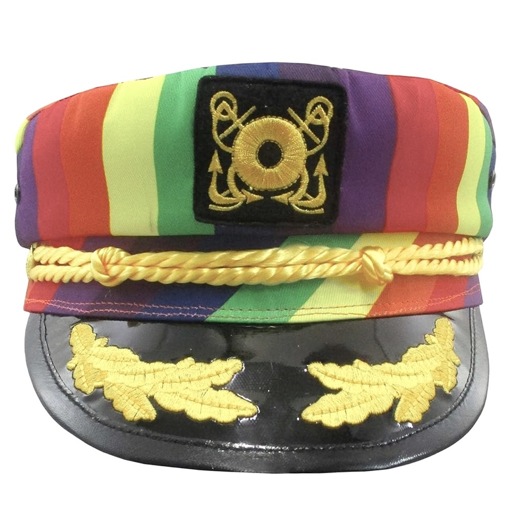 NWT Nicky Bigs Adult Size Captain's Yacht Sailors Hat - Gay Pride Adjustable